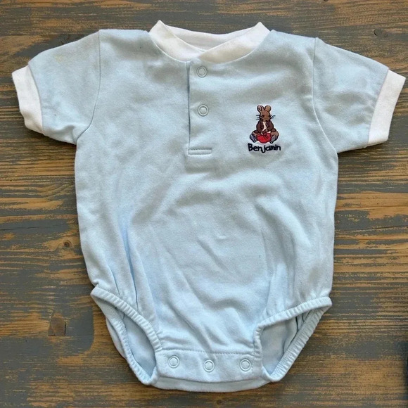 Peter Rabbit Benjamin Onesie Blue White - Picture 1 of 5